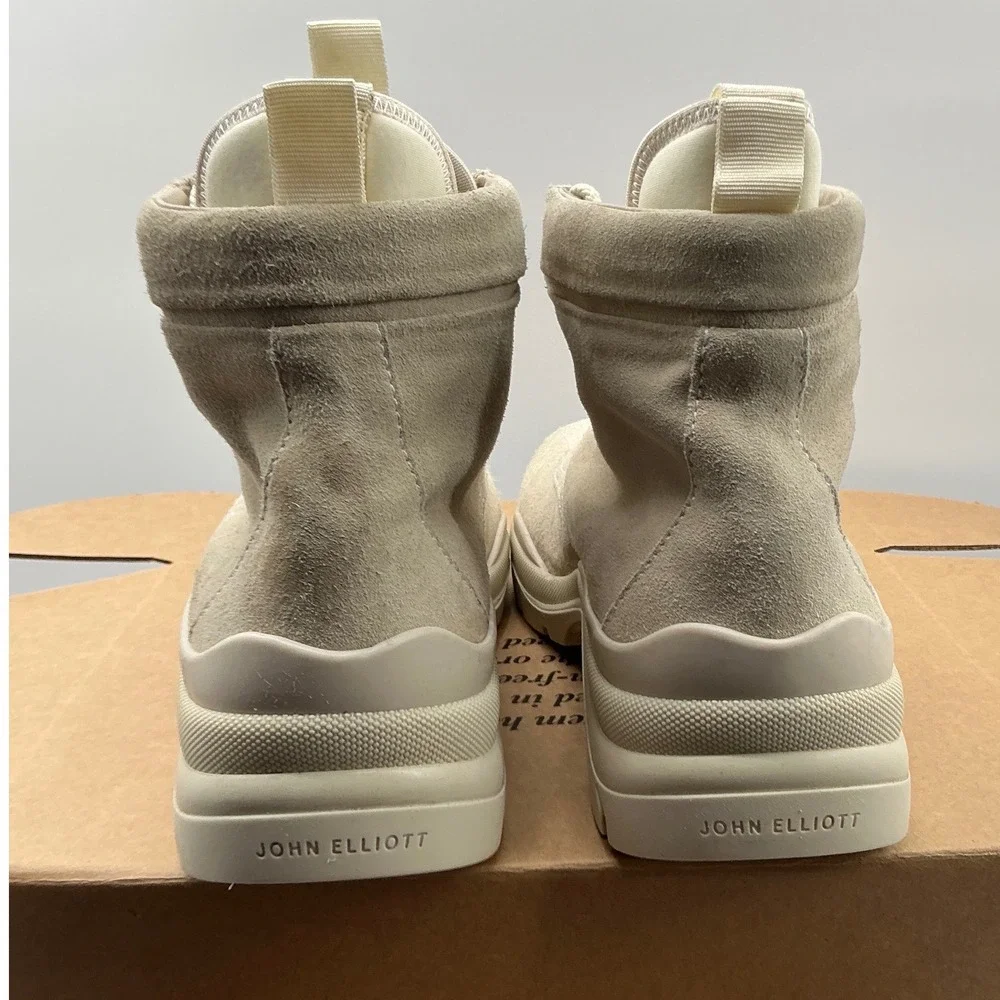 John Elliott Edition One Suede Boots Mens Beige Sand High Top Lug Sole 43 US 9.5